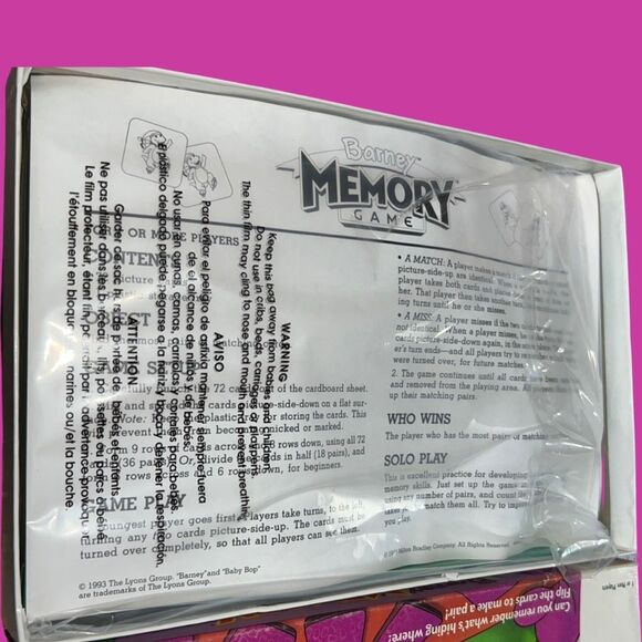 Vintage 1997 Barney Memory Game Milton Bradley Your First Memory Ages 3 To 6 - Picture 4 of 5